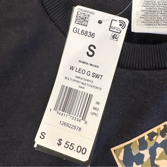 Adidas Leopard Print Logo Cropped Long Sleeve - Picture 3 of 3